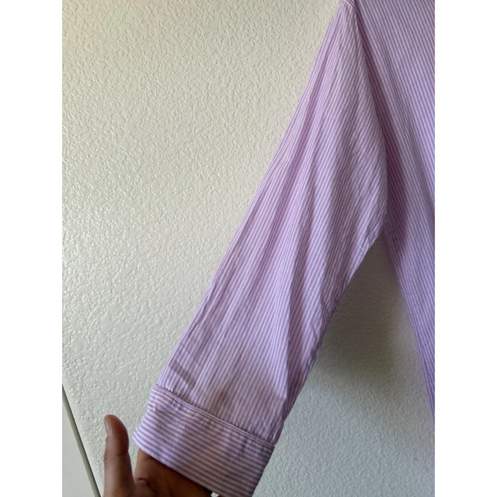 Victorias Secret Womens Sleep Shirt Dress Purple Stripe 100% Cotton L